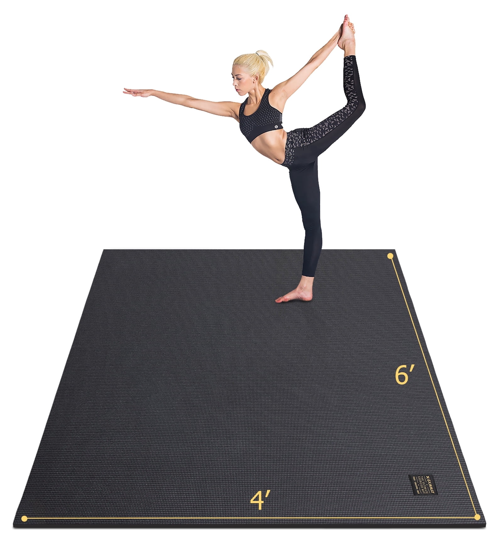 GXMMAT Large Yoga Mat 6'*4'(7mm), Extra Thick Comfortable Workout Mats for Home Gym, Non-Slip Barefoot Wide Exercise Mat, Black
