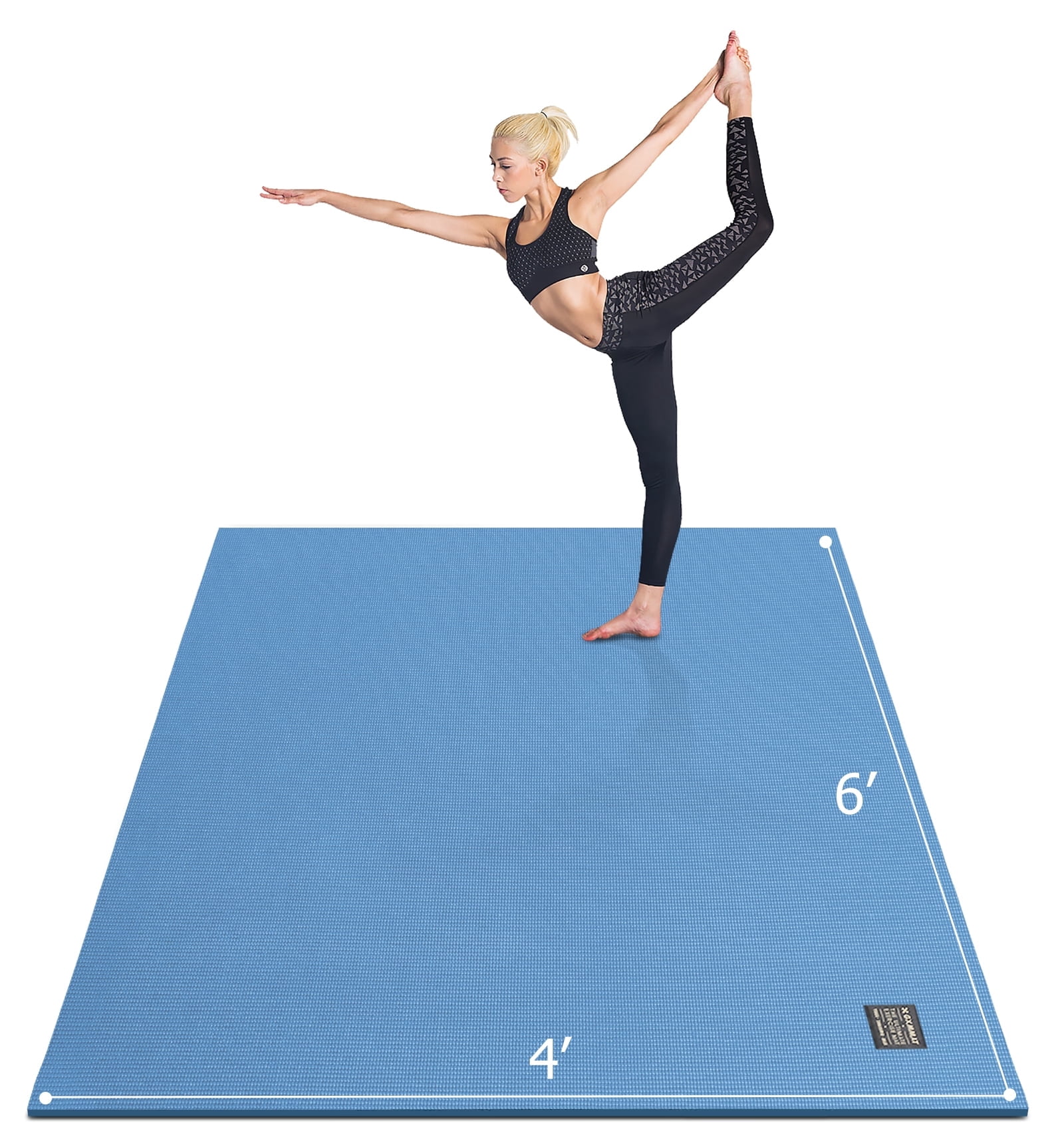 GXMMAT Large Yoga Mat 6'*4'(7mm), Extra Thick Comfortable Workout Mats for Home Gym, Non-Slip Barefoot Wide Exercise Mat, Blue