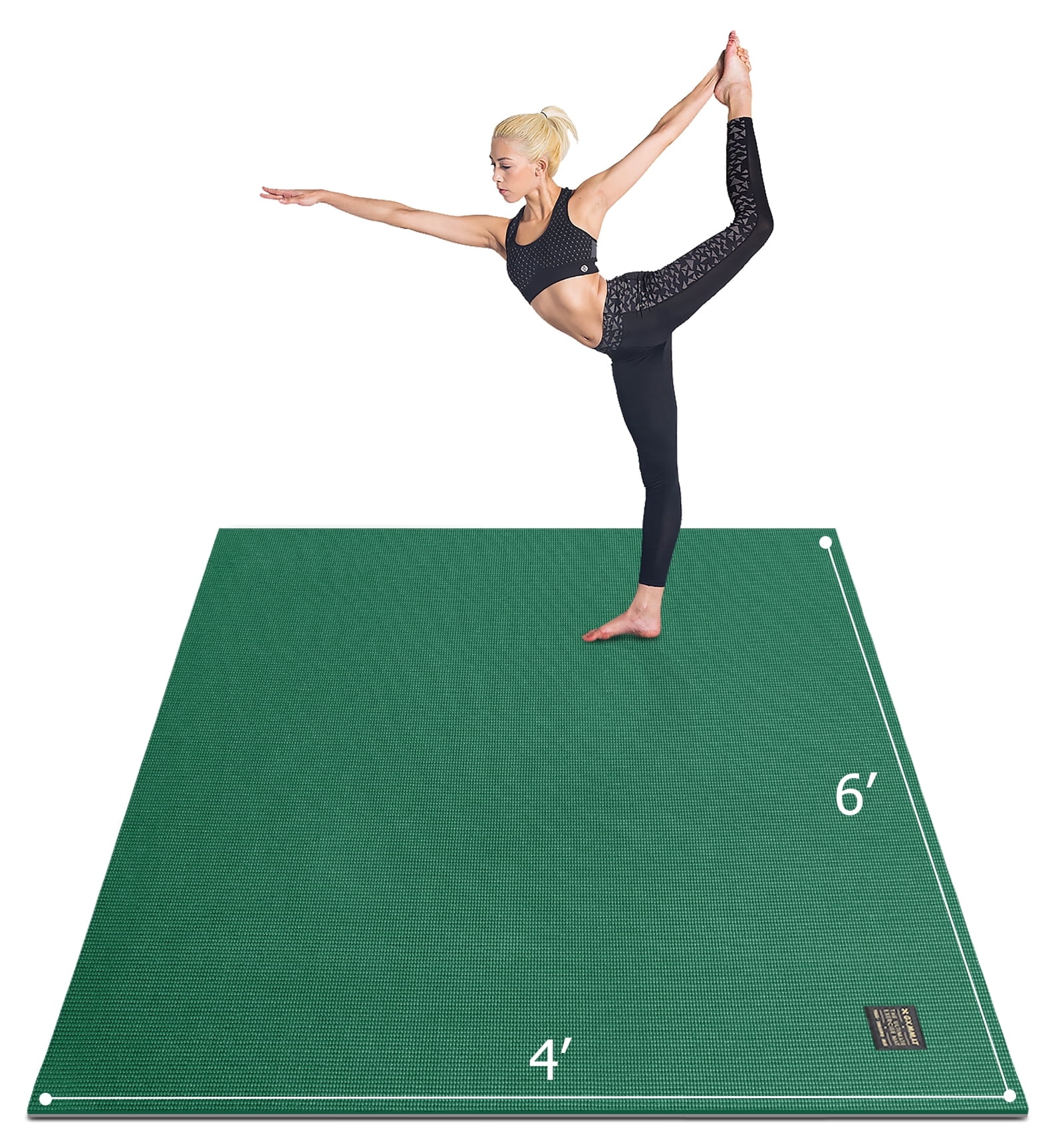 GXMMAT Large Yoga Mat 6'*4'(7mm), Extra Thick Comfortable Workout Mats for Home Gym, Non-Slip Barefoot Wide Exercise Mat, Green