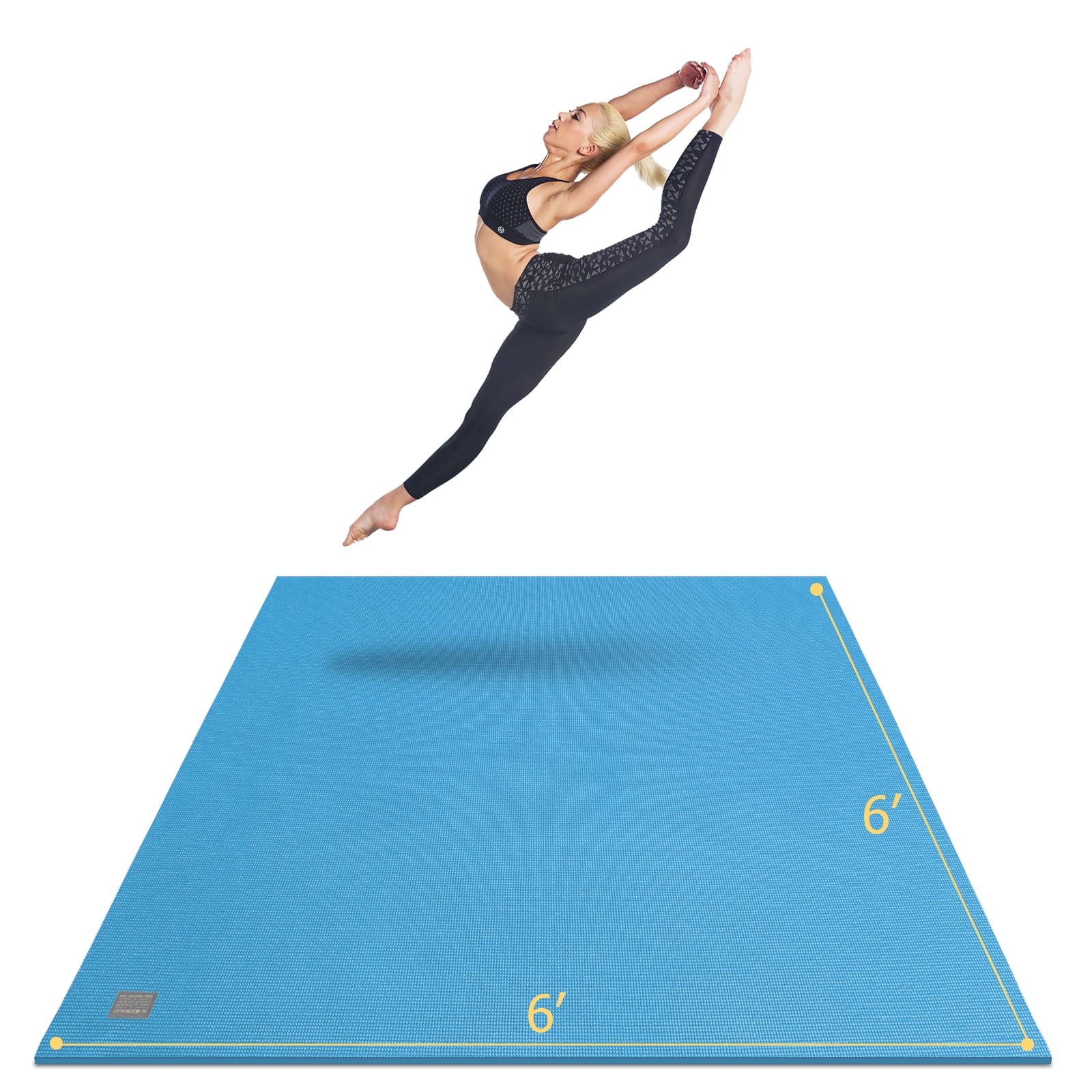 GXMMAT Large Yoga Mat 6'*6'(7mm), Extra Thick Comfortable Workout Mats for Home Gym, Non-Slip Barefoot Wide Exercise Mat, Blue