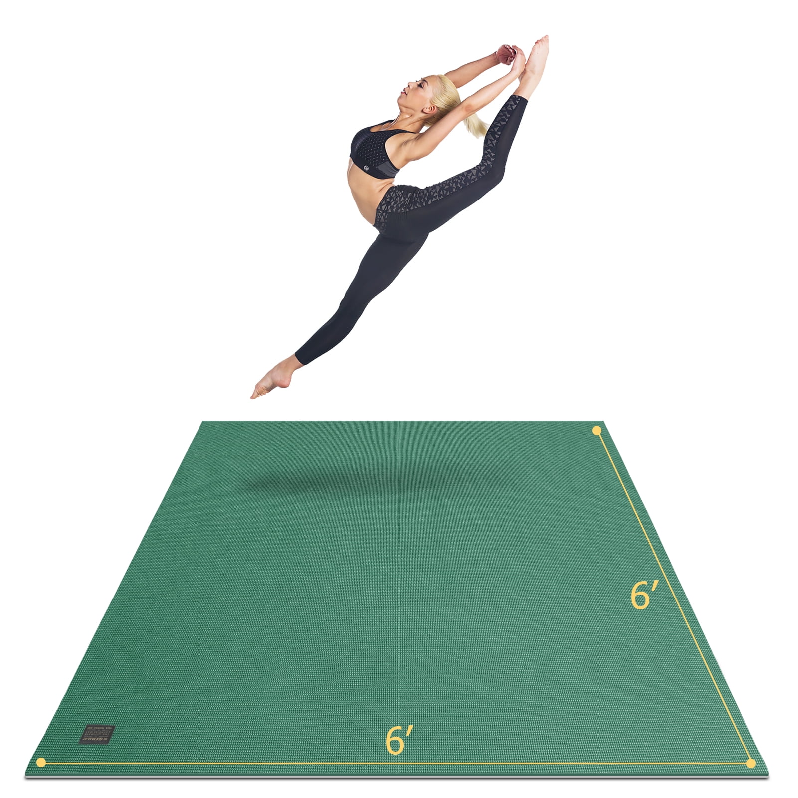 GXMMAT Large Yoga Mat 6'*6'(7mm), Extra Thick Comfortable Workout Mats for Home Gym, Non-Slip Barefoot Wide Exercise Mat, Green