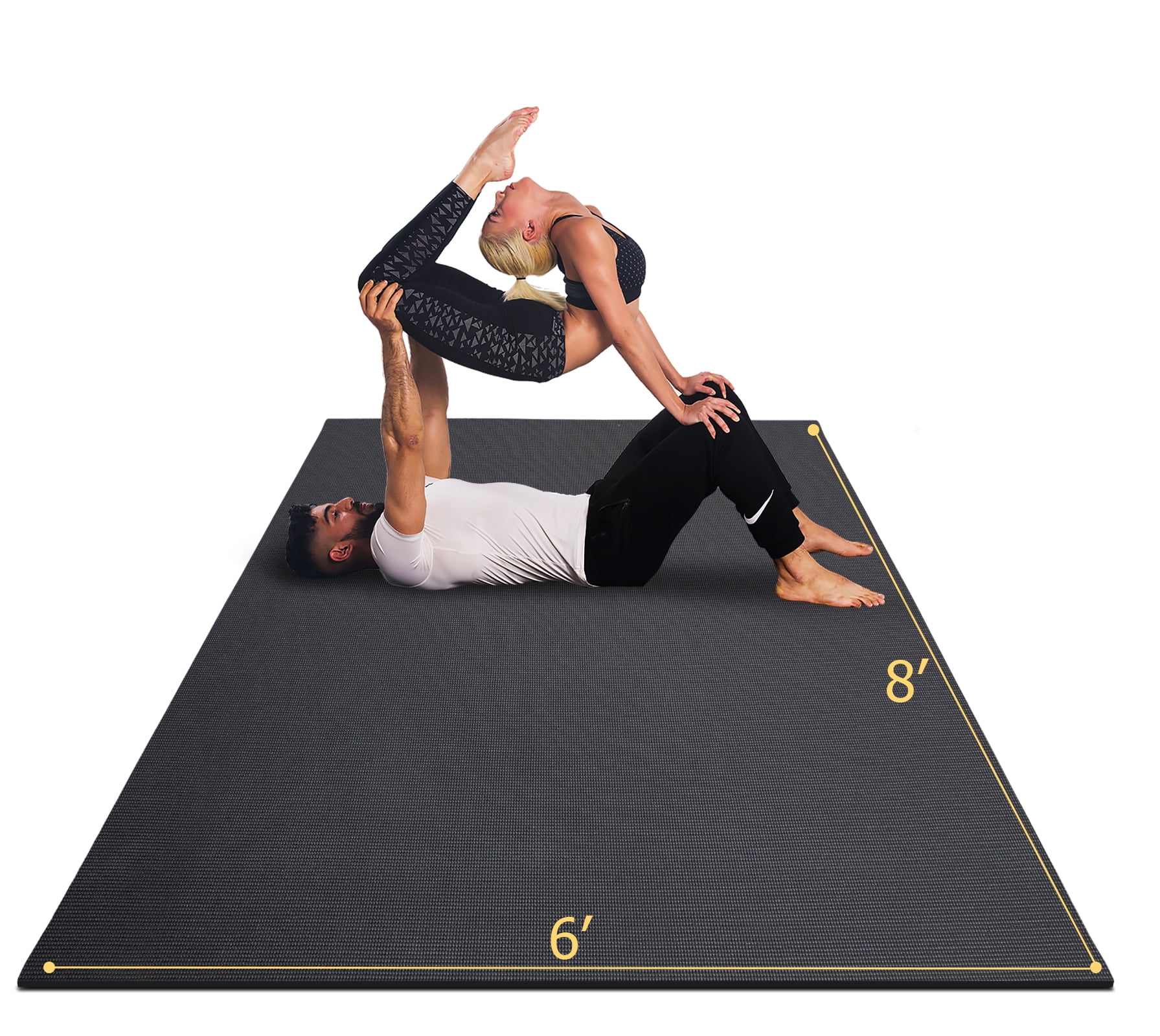 GXMMAT Large Yoga Mat 8'*6'(7mm), Extra Thick Comfortable Workout Mats for Home Gym, Non-Slip Barefoot Wide Exercise Mat, Black