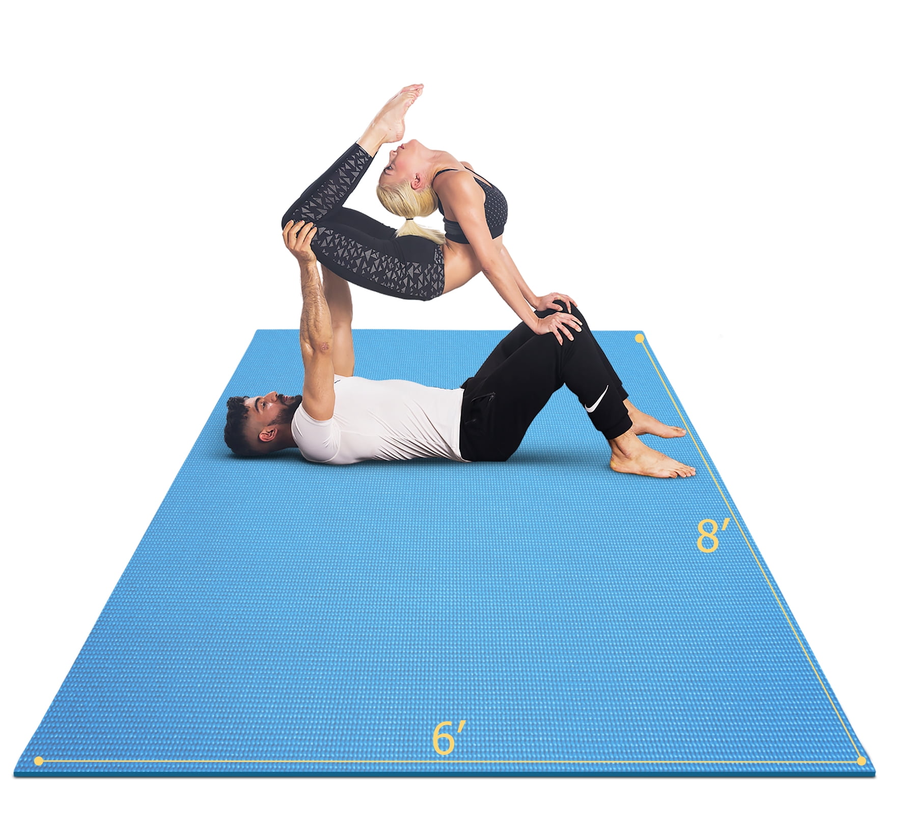 GXMMAT Large Yoga Mat 8'*6'(7mm), Extra Thick Comfortable Workout Mats for Home Gym, Non-Slip Barefoot Wide Exercise Mat, Blue