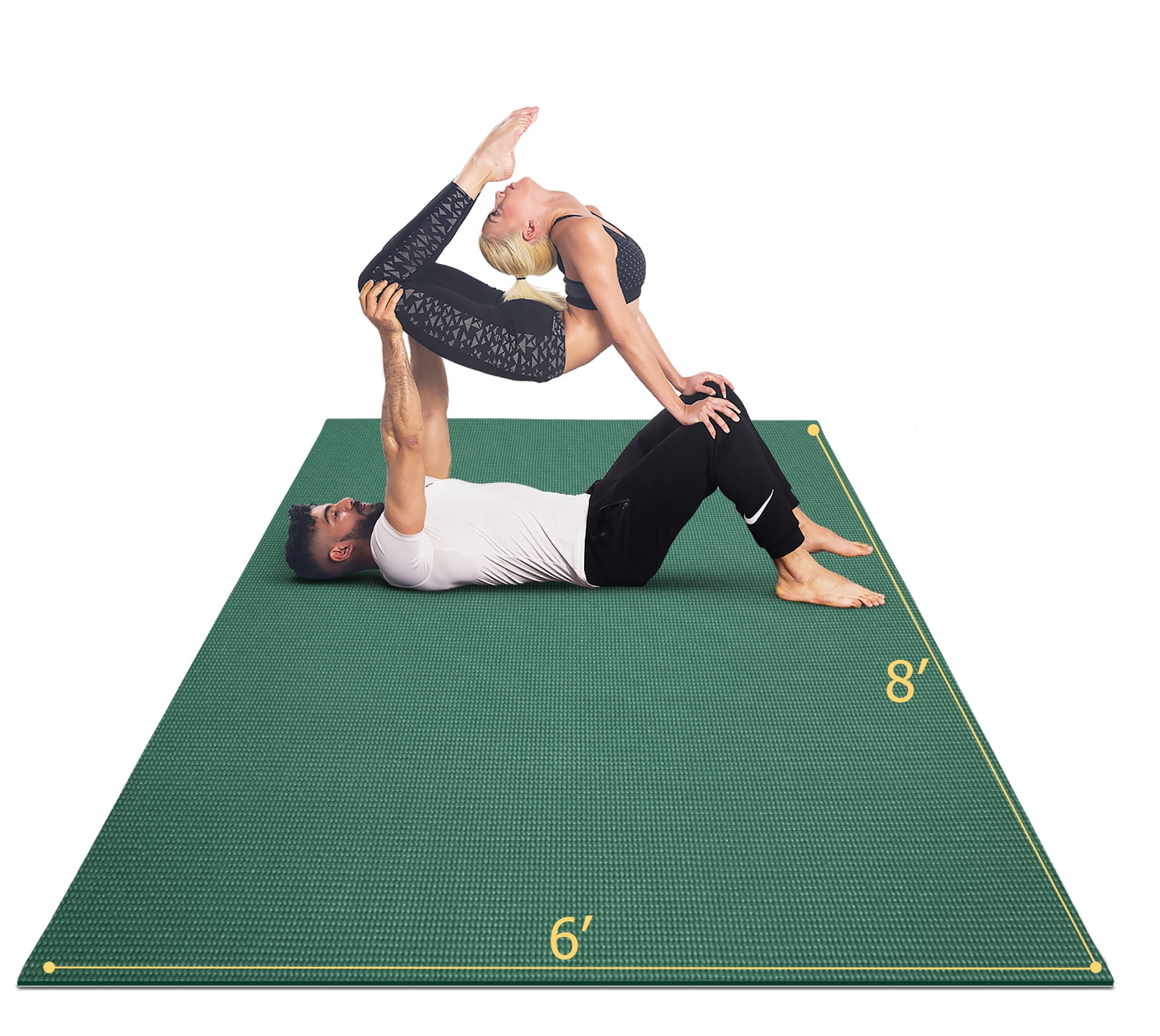 GXMMAT Large Yoga Mat 8'*6'(7mm), Extra Thick Comfortable Workout Mats for Home Gym, Non-Slip Barefoot Wide Exercise Mat, Green