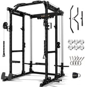 GXMMAT X6 Power Cage, 2200LB Multi-Function Power Rack with Independent Dual Aluminum Pulley System, Squat Rack for Home Gym Strength Training Equipment, Heavy-Duty Steel Construction