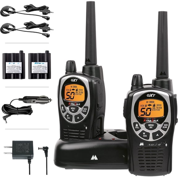 GXT1000VP4 GMRS Two-Way Radio (50 , Long Range, 142 Codes, SOS, NOAA, Rechargeable Nickel , Black/ 2-Pack)