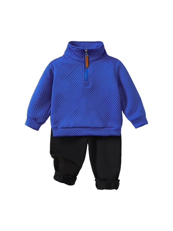 2 Year Old Boy Clothes One Year Old Boy Clothes Toddler Boy Clothes Long Sleeve Sweatshirt Pants Set Fall Winter Outfits 12-18 Months Blue