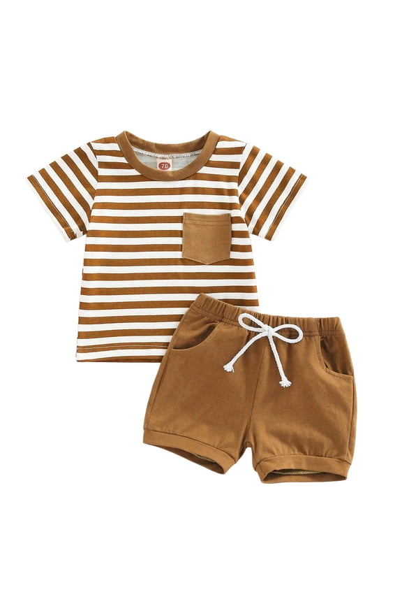24 Months Boy Clothes Ropa Para NiñOs De 2 AñOs Varones Toddler Baby Boy Summer Clothes Funny T Shirt Elastic Waist Pockets Shorts Set 2 Piece Outfit Brown 18-24 Months