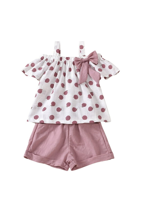 2T Clothes Girls Girls Clothes Size 7 Toddler Girl Clothes Baby Girls Outfits Summer Shirt+Shorts Baby Clothing Pink 2-3 Years