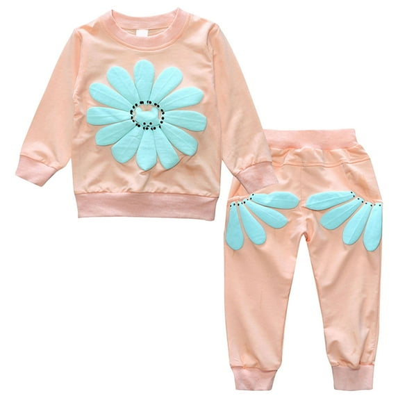 GXWEA 2T Winter Clothes Girl Toddler Girl Clothes Toddler Girl Clothes Fall Outfits Long Sleeve Sweatshirt Tops + Pants Set Pink 18-24 Months