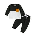 thumbnail image 1 of GXWEA Baby Boy Clothes 9-12 Months Baby Boy Fall Outfits Toddler Baby Boy Fall Winter Clothes Color Block Long Sleeve Sweatshirt Pullover Tops + Joggers Pants Outfit Set Black, 1 of 8