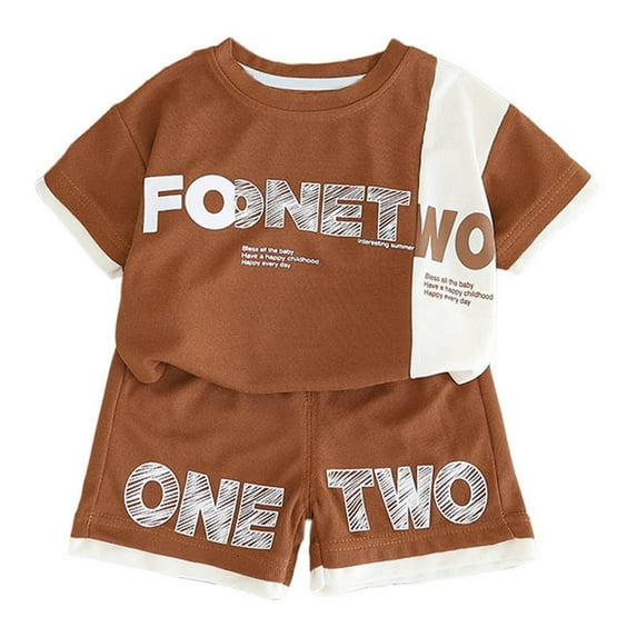 GXWEA Toddler Outfit Toddler Boys Shorts Toddler Baby Boy Short Sleeve Shirt & Casual Shorts Set Summer Outfits Clothes Coffee 4-5 Years