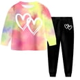 thumbnail image 1 of GXWEA Baby Boys' Clothing Sets Toddler Girl Tie Dye Double Heart Print Sweatshirt Jogger Pants 2Pcs Outfit Soft Spring Kids Casual Set（Hot Pink,8-9 Years）, 1 of 5