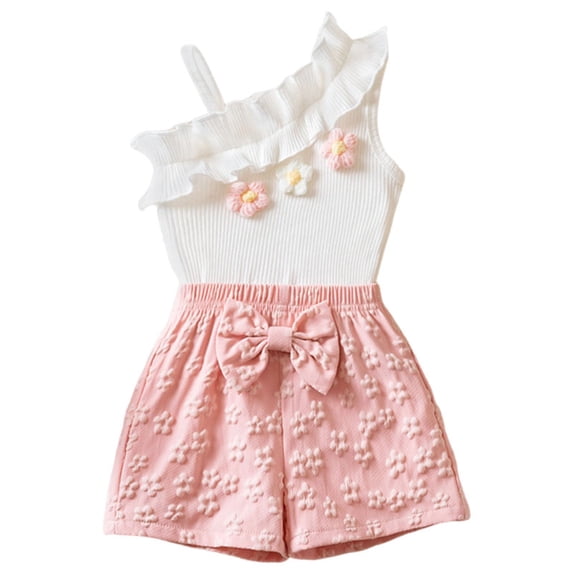 GXWEA Baby Girl Clothes Toddler Outfit Toddler Girl Clothes Baby Girl Summer Outfits Sleeveless Shirts Tops Shorts Set For Girl Clothing