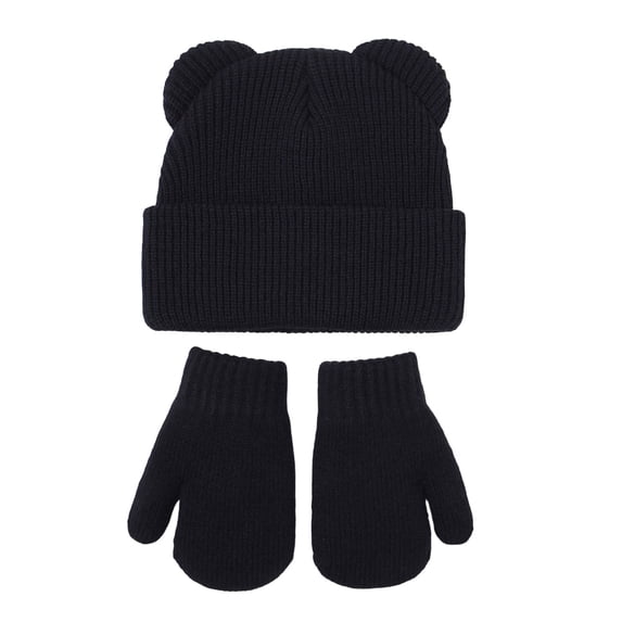 GXWEA Baby Hats Toddler Bear Ear Knit Beanie Mitten Scarf Set Thick Warm 3 Piece Winter Accessory Kit