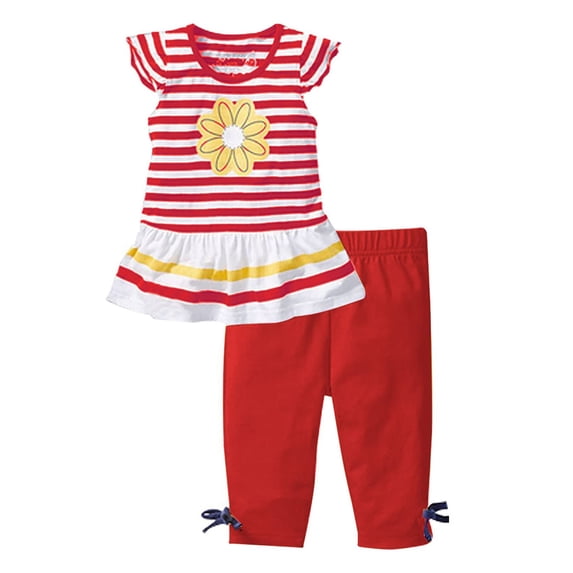 GXWEA Baby Outfits Girl 18-24 Months Girl Clothing Toddler Baby Girl Outfits Summer Clothes Infant Spring Short Sleeve Shirt Tops Cute Shorts Set