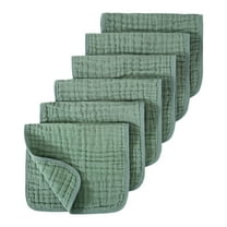 GXWEA Baby Washcloths Baby Gifts For Boys Muslin Burp Cloths 6 Pack Large 20" By 10" 100% Cotton 6 Layers Extra Absorbent And Soft Green