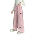 thumbnail image 1 of GXWEA Hiking Pants Kids Girls Capri Pants Girls High Waisted Pants Kids Wide Leg Pants Casual Trousers With Pockets 10-12 Years Pink, 1 of 7