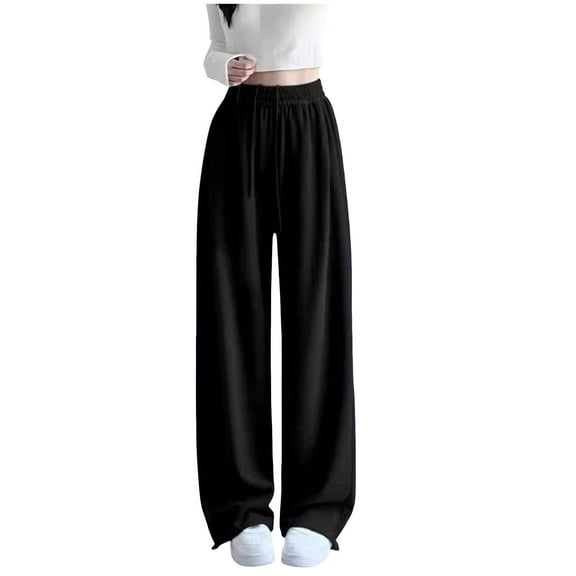 GXWEA Black Pants For Girls Kids Hiking Pants Girls Girls High Waisted Pants Kids Wide Leg Pants Casual Trousers With Pockets 10-12 Years Black