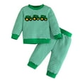 thumbnail image 1 of GXWEA Boy Clothes 12-18 Months Clothes For 1 Year Old Boy Toddler Boys' 2-Piece Sweatshirt And Jogger Set 3-6 Months Green, 1 of 7