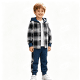 thumbnail image 1 of GXWEA Boys 2 Piece Sweatsuit Plaid Shirt Hoodies Pants, 1 of 9