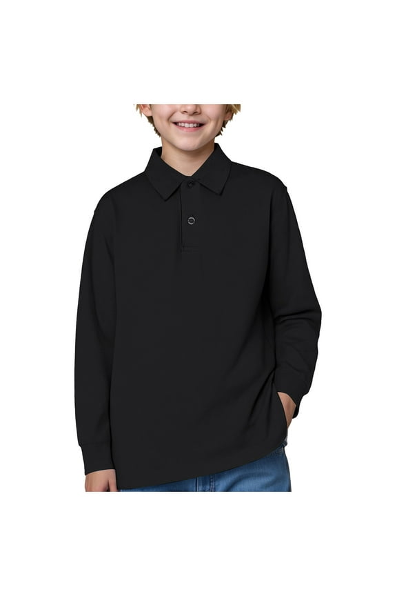 Boys 5T Shirts Toddler White Shirt Boys' School Uniform Long Sleeve Polo Shirt, Button Closure, Comfortable Fabric A7 SHIRT Black 5-6 Years