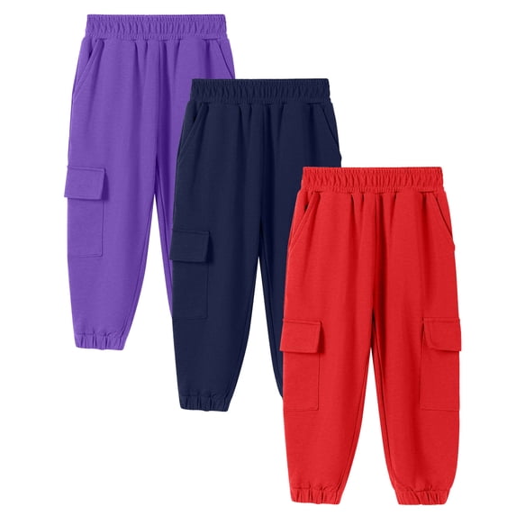 GXWEA Boys Athletic Pants Toddler Boy Fall Clothes 3Pcs Boys Sweatpants Cotton Blend Athletic Workout Kids Clothes Boys Joggers Pocket 12-14 Years