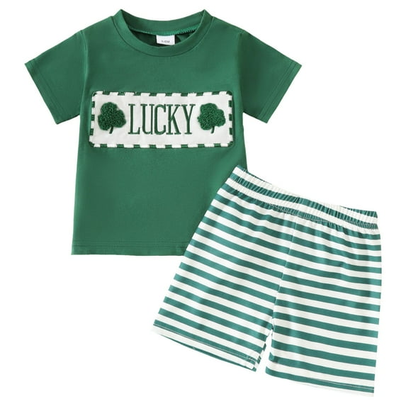 GXWEA Boys Beach Outfit Baby Boy White Outfit Toddler Baby Boy Summer Clothes T Shirt Elastic Waist Pockets Shorts Set 2 Piece Outfit Green 6-12 Months