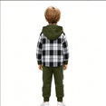 thumbnail image 1 of GXWEA Boys Clothes Plaid Shirt Hooded Sweatshirt Pants Kids Boys Fall Winter Outfits Sets, 1 of 9
