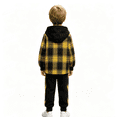 thumbnail image 1 of GXWEA Boys Clothes Plaid Shirt Hooded Sweatshirt Pants Kids Boys Fall Winter Outfits Sets, 1 of 9