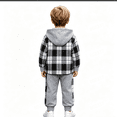 thumbnail image 1 of GXWEA Boys Clothes Plaid Shirt Hooded Sweatshirt Pants Kids Boys Fall Winter Outfits Sets, 1 of 9