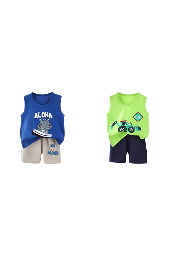 Boys' Clothing Sets Baby Boy Clothes 18-24 Months Boy Clothes Toddler Baby Boys Summer Outfits Sleeveless T-Shirt Shorts Set