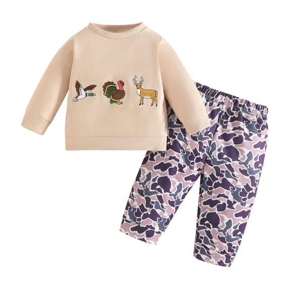 GXWEA Boys' Clothing Sets Toddler Boy Sets Toddler Boy Outfit Boy Fall Winter Clothes Set Tops Pants 3-6 Months Beige