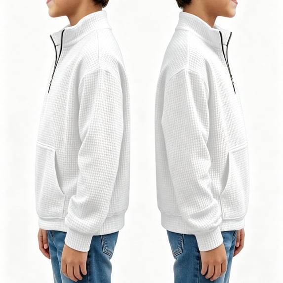 GXWEA Boys Knit Quarter Zip Sweatshirts Fashion Long Sleeve Pullover Tops