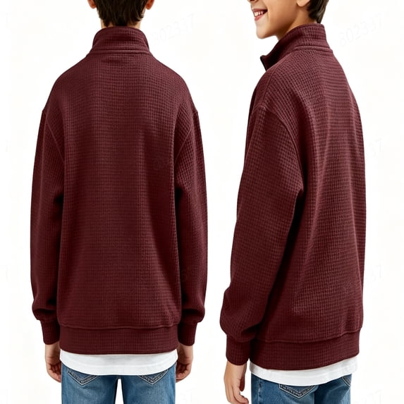 GXWEA Boys Knit Quarter Zip Sweatshirts Fashion Long Sleeve Pullover Tops