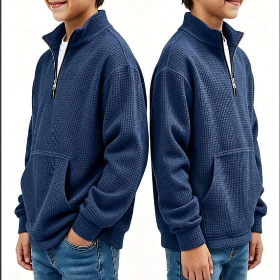 GXWEA Boys Knit Quarter Zip Sweatshirts Fashion Long Sleeve Pullover Tops