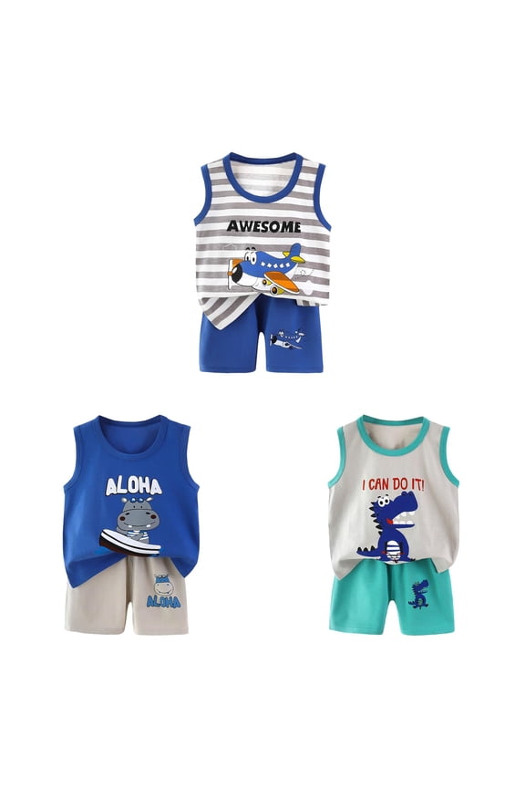 Boys Outfits 3 Year Old Boy Clothes Boy Clothes Toddler Baby Boys Summer Outfits Sleeveless T-Shirt Shorts Set