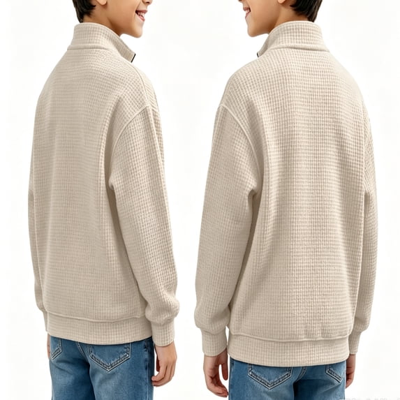 GXWEA Boys Quarter Zip Sweatshirts Ribbed Knit Fashion Pullover Tops
