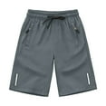 thumbnail image 1 of GXWEA Boys Shorts Boys' Lightweight Athletic Shorts with Zipper Pockets, Elastic Waist Drawstring Shorts for Running(6-7 Years,Grey), 1 of 3