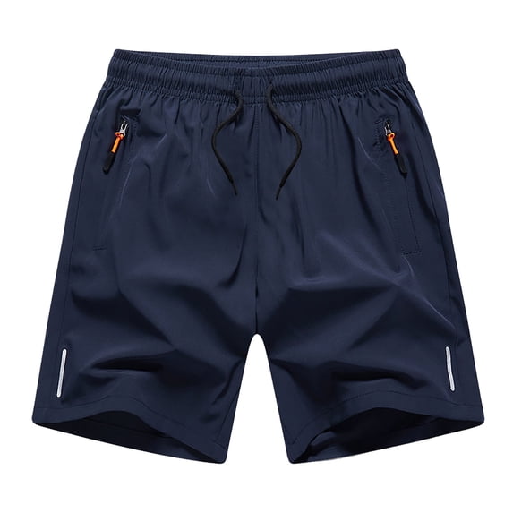 GXWEA Boys Shorts Boys' Lightweight Athletic Shorts with Zipper Pockets, Elastic Waist Drawstring Shorts for Running(7-8 Years,Blue)