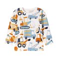 thumbnail image 1 of GXWEA Boys Long Sleeve Shirts Boys Vehicle Print Long Sleeve Tees Crew Neck Pocket Basic Shirts Breathable Undershirts for Spring Fall（Khaki,7 Years）, 1 of 8
