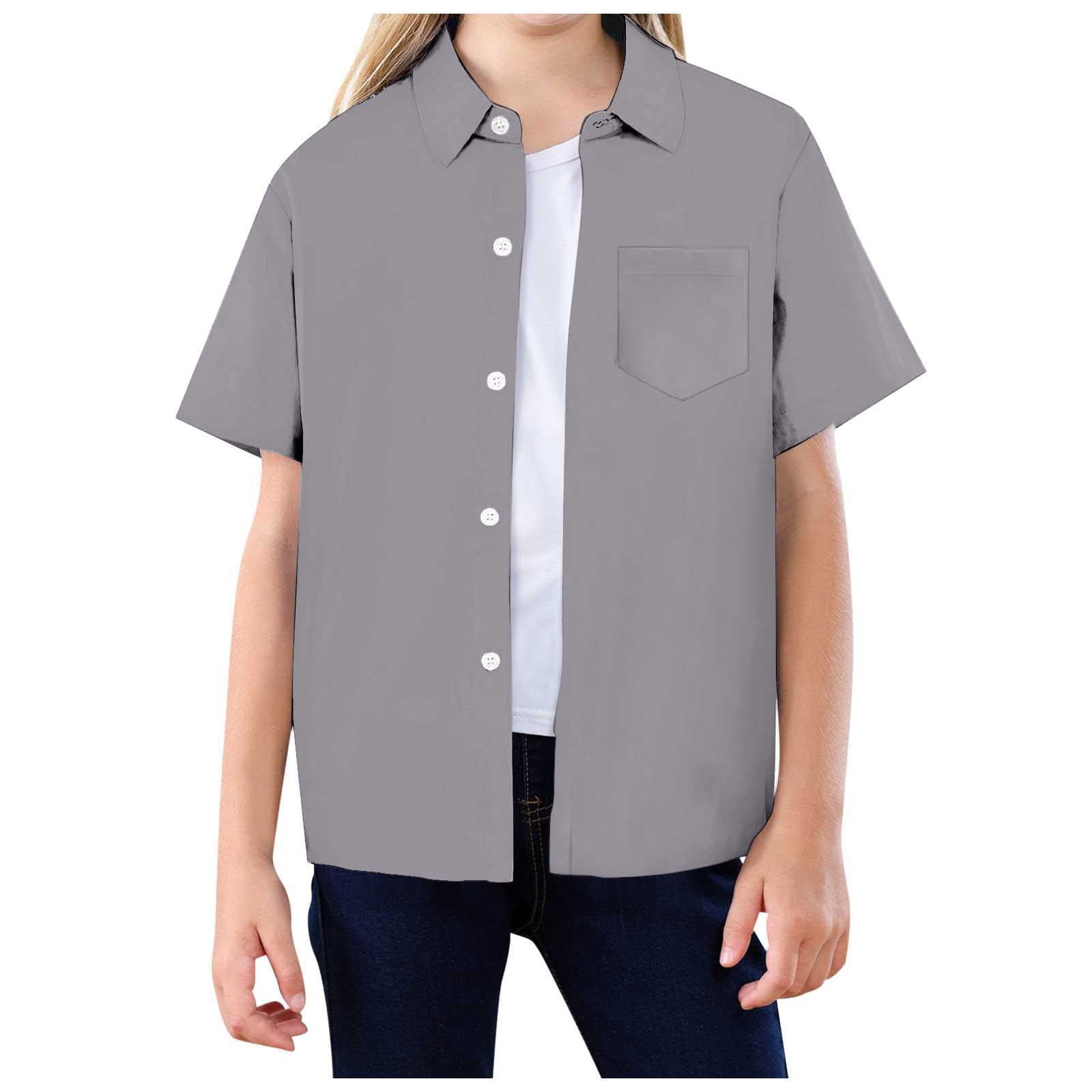 GXWEA Boys White Dress Shirt Girls White Button Down Shirt Boys' Short ...