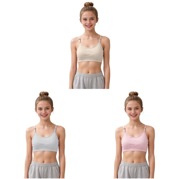 GXWEA Bras For Girls Bras For Girls 10-12 Girl Sport Cami Bras Cotton For Teens Girls Training Bras With Adjustable Straps Fixed Pads