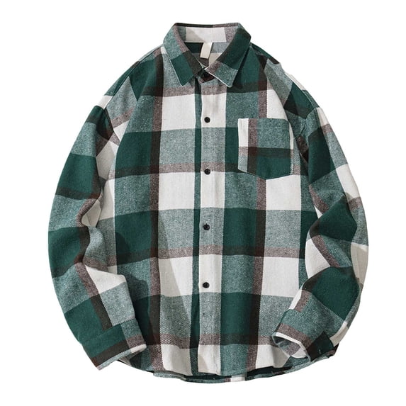 GXWEA Button Down Shirt Men Winter Shirts For Men Mens Flannel Shirts Long Sleeve Lightweight Plaid Shirt Casual Button Down Shirts Jacket M