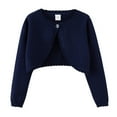 thumbnail image 1 of GXWEA Girls' Sweaters Toddler White Sweater Girls Open Front Shrug Cardigan Kids Children Knit Long Sleeve Bolero With Button Closure Navy 4-5 Years, 1 of 6