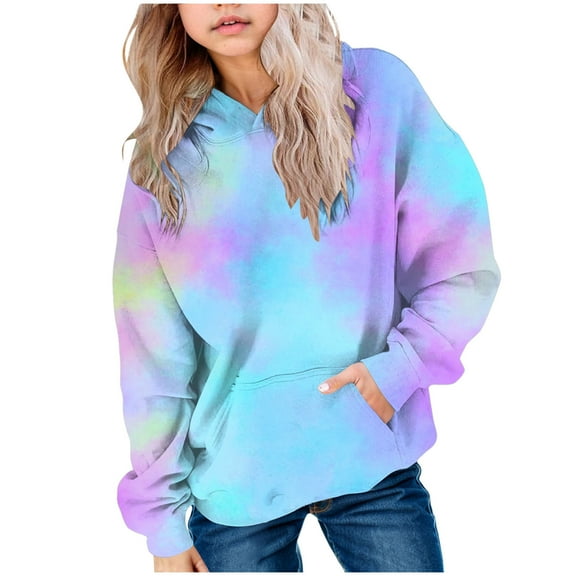 GXWEA Cute Hoodies For Teen Girls Cute Sweatshirts For Teen Girls Hoodies For Teen Girls,Cute Gradient Hoodies Long Sleeve Oversized Sweatshirts Pullover Tops Preppy Clothes Blue 7-8 Years