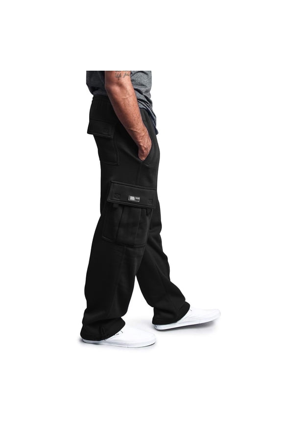 Fleece Pants Men Jogger Sweatpants For Men Baggy Cargo Sweatpants For Men Plus Size Drawstring Waist Joggers With Pockets Open Bottom Athletic Sweat Pants Black XL