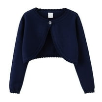 GXWEA Girls Black Sweater Girls Green Cardigan Girls Long Sleeve Sparkle Cardigan Childrens Kids Bolero Shrug Navy 11-12 Years