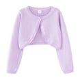 thumbnail image 1 of GXWEA Girls Cardigan Size 6 Shrug Girls Open Front Shrug Cardigan Kids Children Knit Long Sleeve Bolero With Button Closure Purple 9-10 Years, 1 of 8