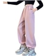 thumbnail image 1 of GXWEA Girls Cargo Pants Size 7 Girls Clothes Girls High Waisted Pants Kids Wide Leg Pants Casual Trousers With Pockets 10-12 Years Pink, 1 of 9
